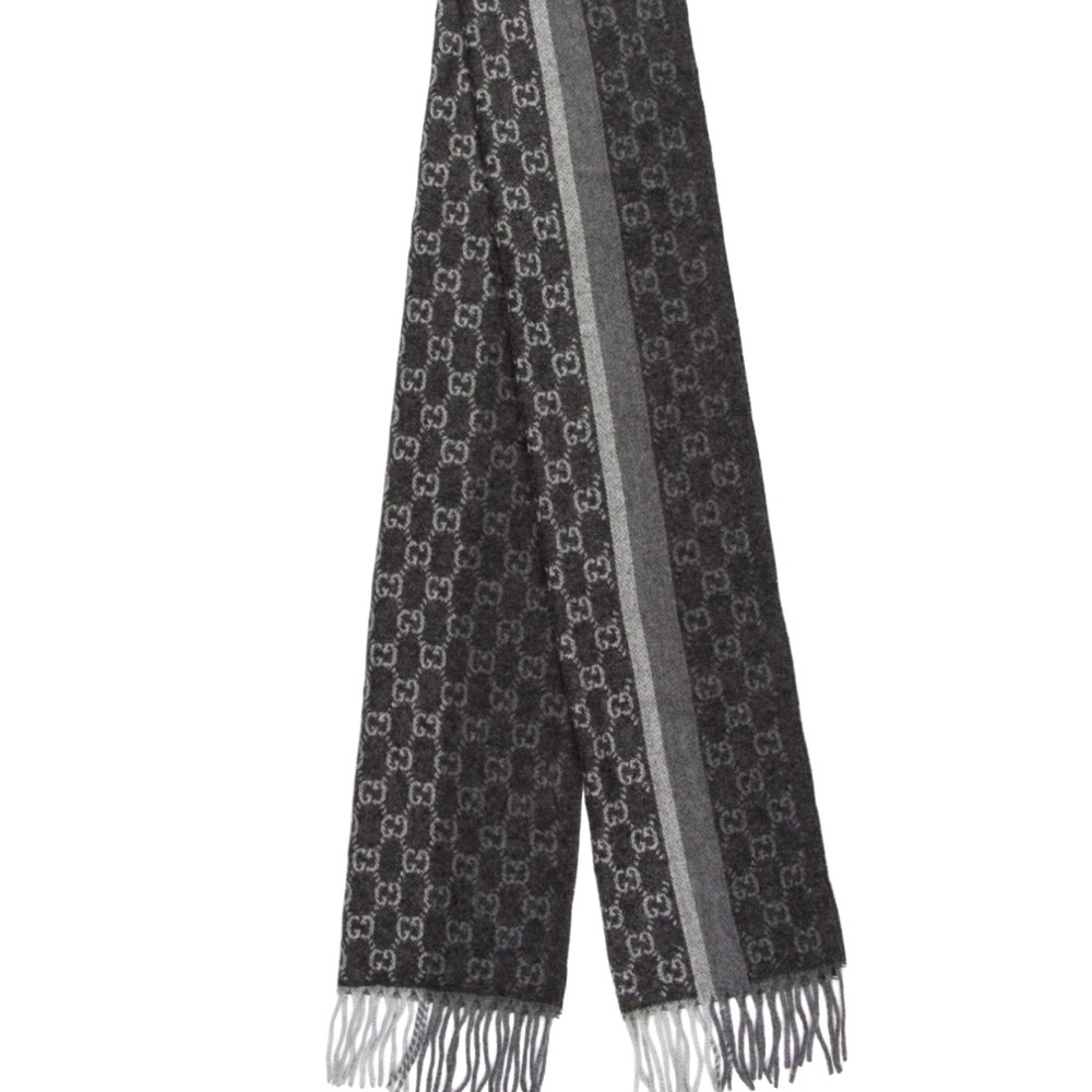 GUCCI - cashmere scarf - grey black